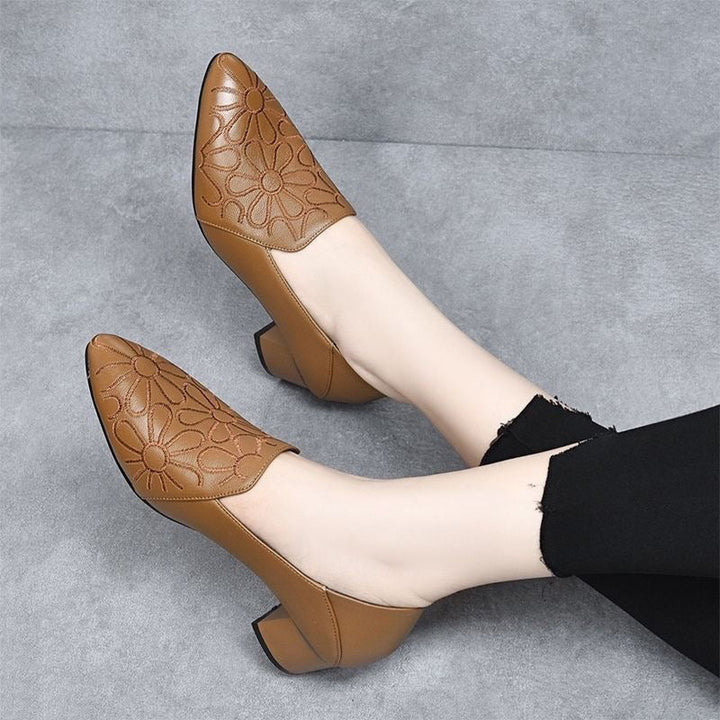 Tonika - Soft Leather Embroidered Pumps