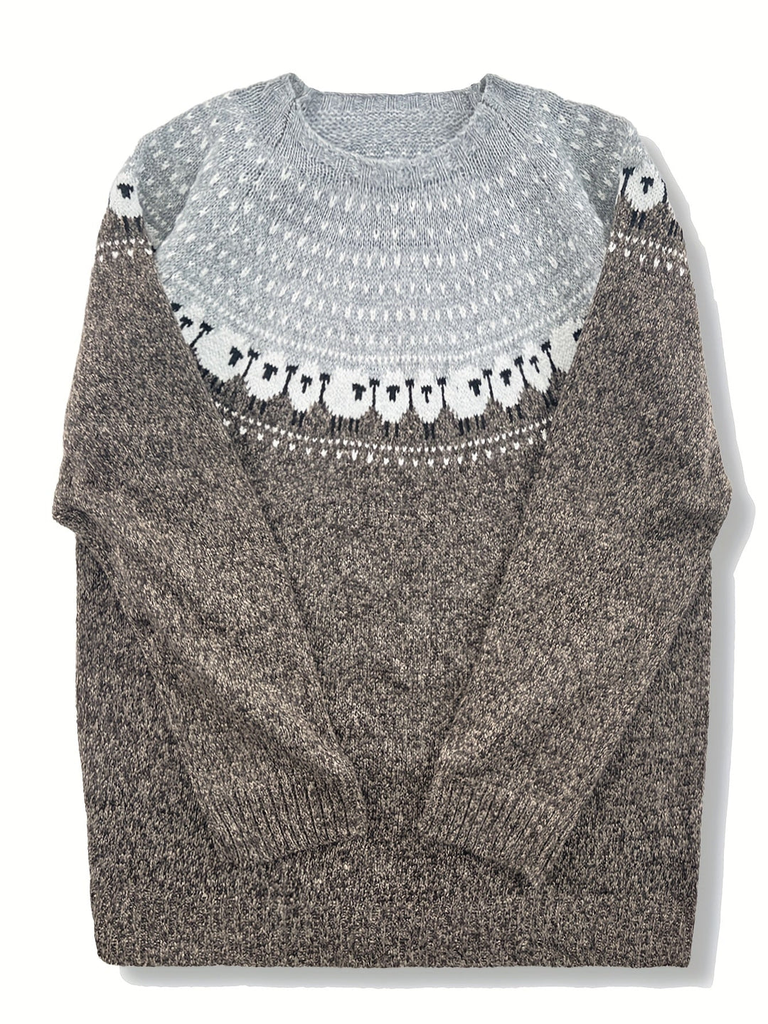 Aria™ | Elegant Winter Sweater with Sheep Jacquard Pattern