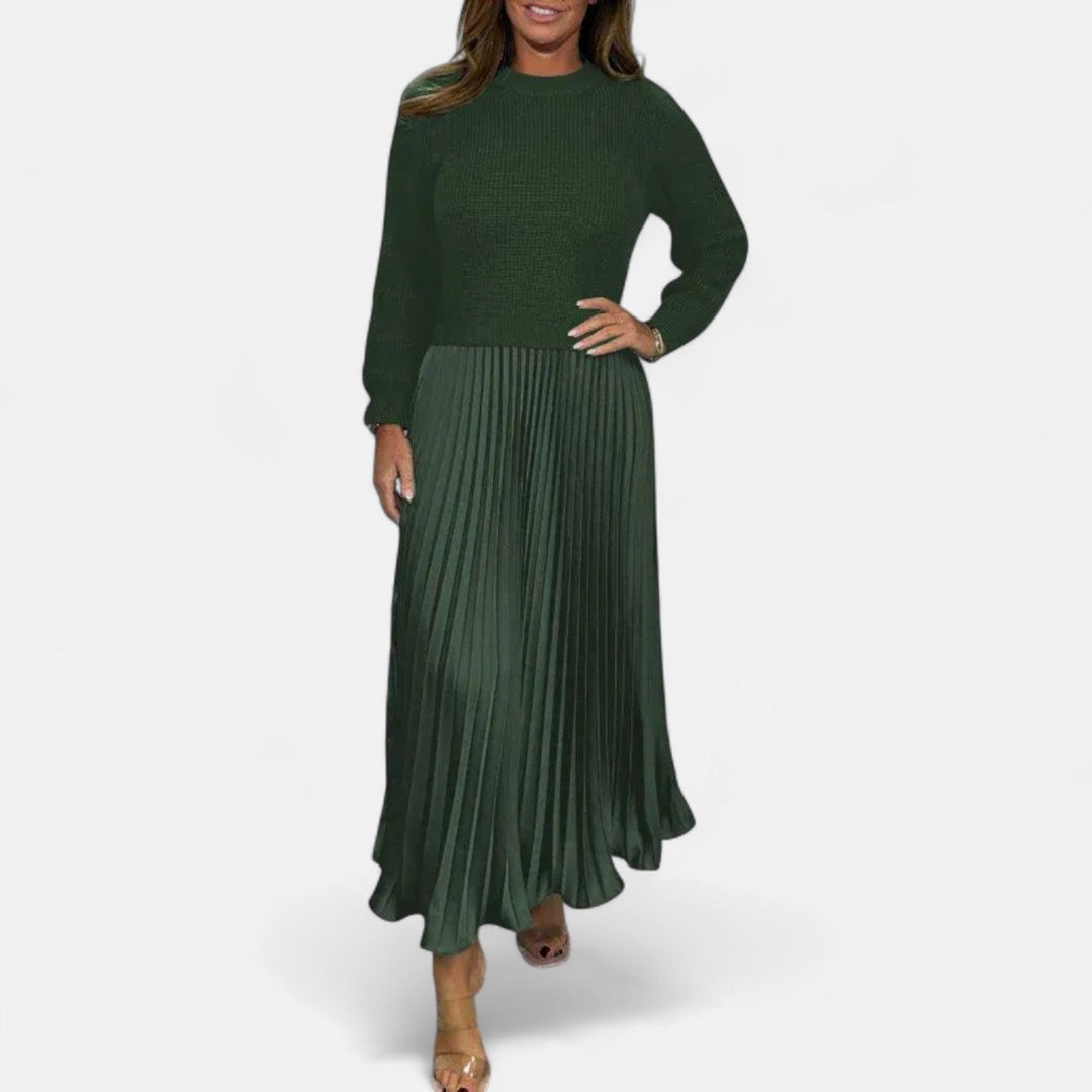 Christel - Maxi dress with sweater and pleated skirt