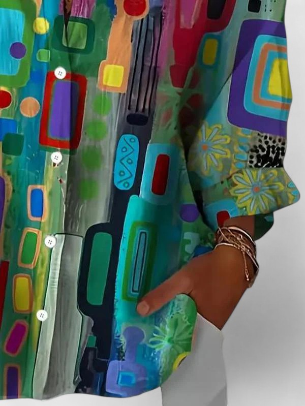 Soraya™ | Elegant Geometric Pattern Blouse