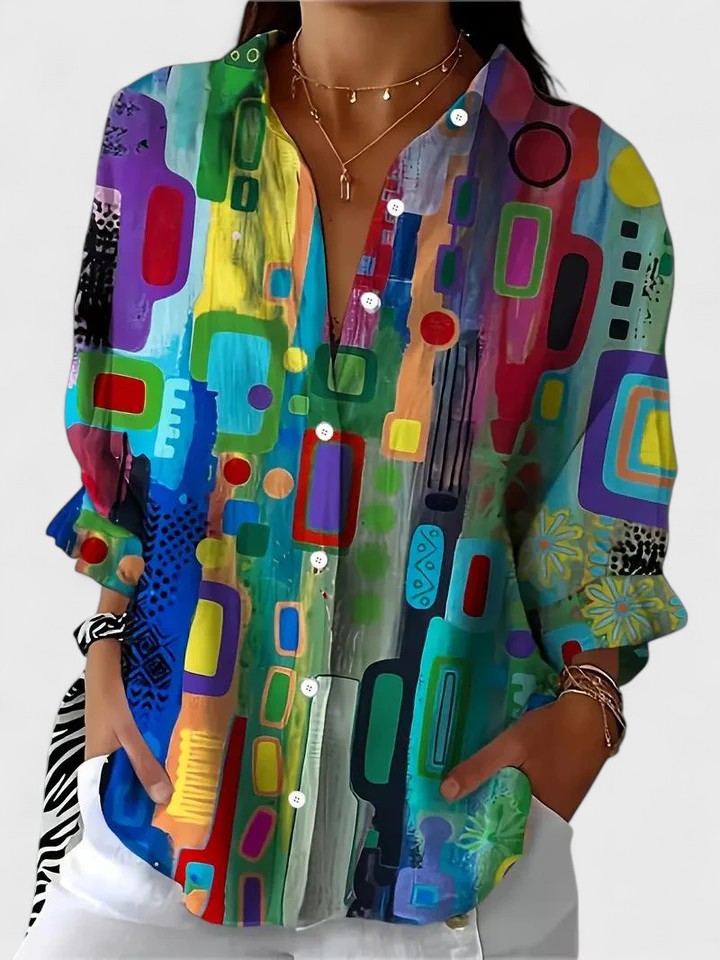Soraya™ | Elegant Geometric Pattern Blouse