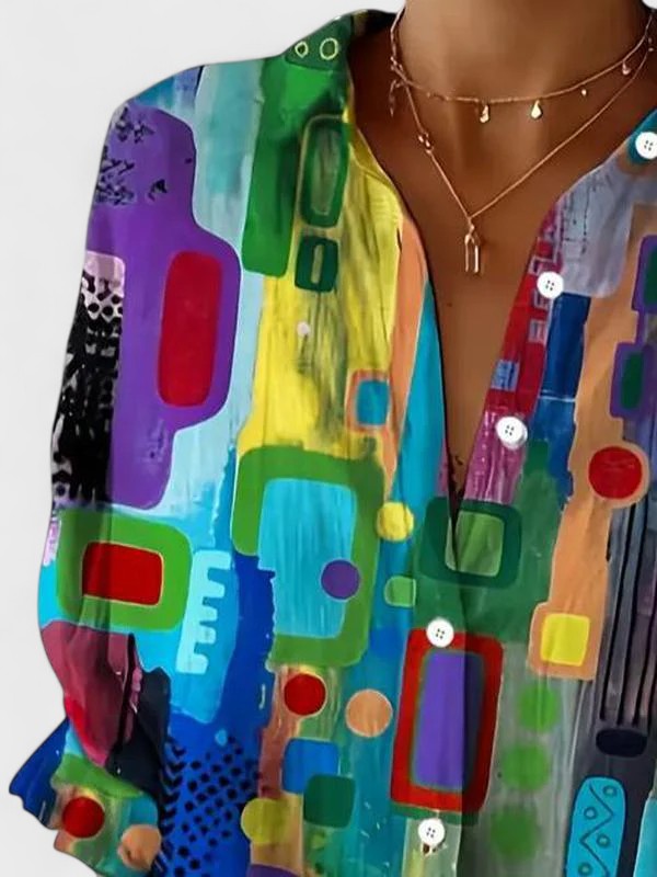 Soraya™ | Elegant Geometric Pattern Blouse